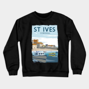 Funny Retro England ST Ives Cornwall Travel Poster Apparel Crewneck Sweatshirt